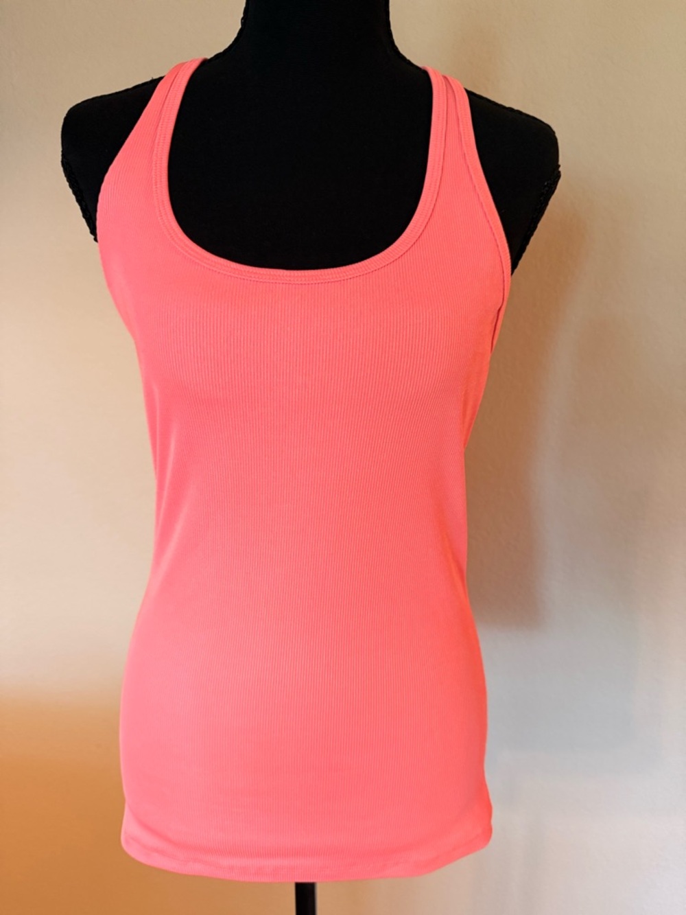 Lorna Jane Coral Pink Ribbed Racerback Tank